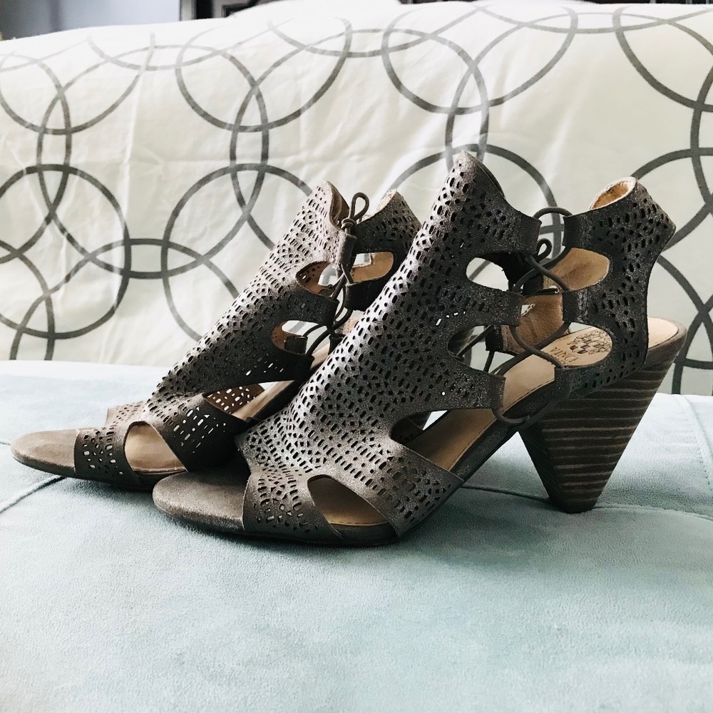 Vince Camuto Laser Cut Suede Heels